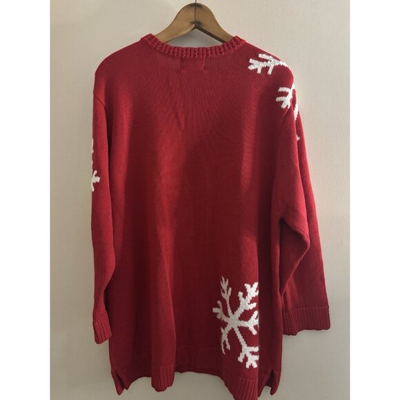 Vintage Quacker Factory Sweater Womens 1X Red Snowflake Christmas Ramie Cotton - Picture 5 of 9